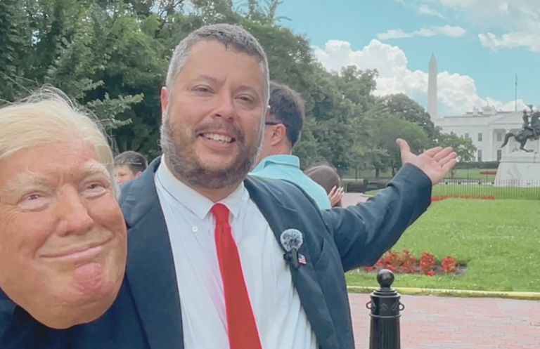 Fake Trump and Real Reactions.. in Front of the White House
