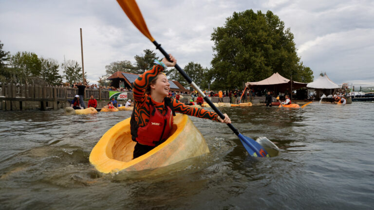 Giant Pumpkin Race Floats into Belgian Pond