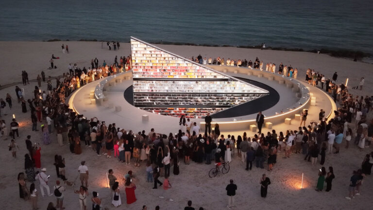 The Massive Rotating Library Lighting Up Miami Beach